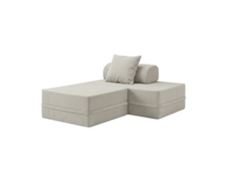 Sofá modular de 2 plazas + otomana convertible, gris hielo liso, SKOFFA
