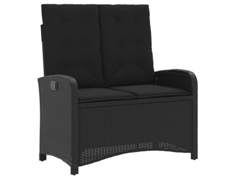 Sillón reclinable de jardín VIDAXL con cojines ratán sintético negro