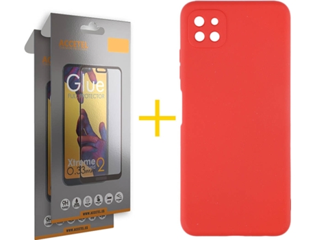 Carcasa + 2 Protectores de Pantalla para Oppo A73 5G ACCETEL Rojo