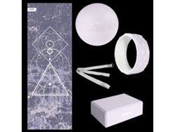Kit 5 accesorios para yoga y pilates FITFIU FITNESS KITWELL-500 LILA, esterilla, bloque, rueda, fitball, correa