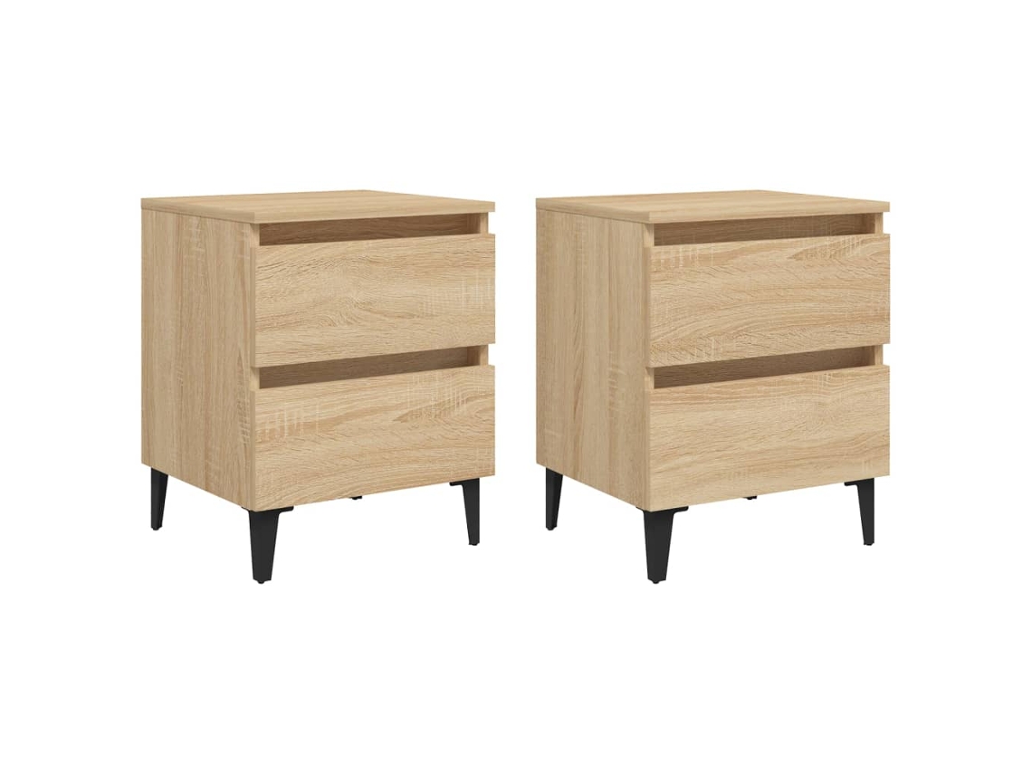 Juego de 2 mesitas de noche de madera Maison Exclusive, roble Sonoma