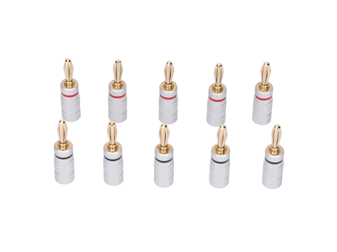 10 Conectores Banana Con Cable De Oro De 24k Para Altavoces, Sistema De Cine En Casa, Doble Tornillo.