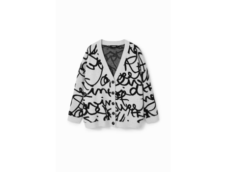 Chaqueta de Mujer DESIGUAL Mensaje Gran Tamaño Punto Blanco (S)