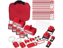 Kit de bloqueo eléctrico de 47 piezas con 4 candados no conductores con 2 llaves, 8 dispositivos de bloqueo de disyuntores, cerrojos de acero/nailon y bolsa de poliéster - Tekmaquinas
