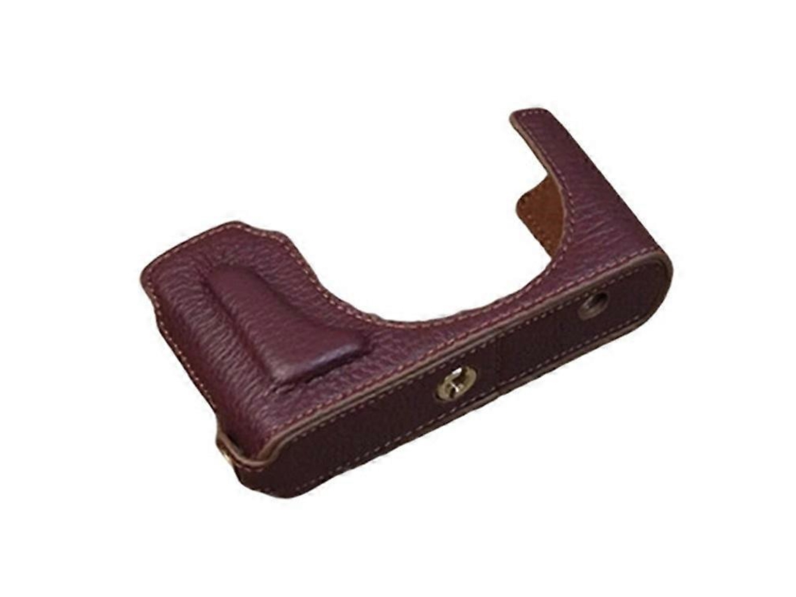 Estuche protector de cuero genuino compatible con cámaras digitales Leica D Lux, cubierta de base con soporte de batería extraíble Facpoet (tipo 109)