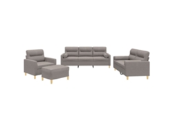 Maison Exclusive - Juego De Sofás Con Cojines 4 Piezas Tela Gris Taupe