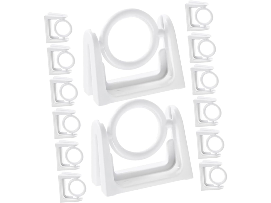 30 Piezas Pegue El Soporte Barra Colgante Soporte Adhesivo Para Barra De Cortina Blanco Diseño De Gancho De Plástico Autoadhesivo Rota