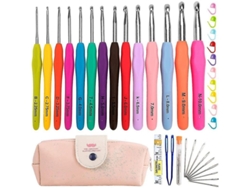 Kit Completo De Ganchillo De 35 Piezas, Ganchos Ergonómicos Con Mangos Suaves, Estuche Portátil Para Principiantes Y Profesionales.