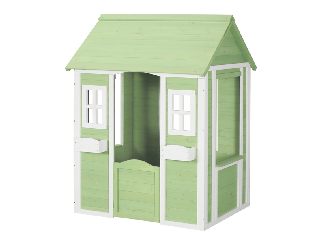 Casinha de Brincar para Crianças Kuoldsvin Madeira 144x102x90 Cm Verde/branco En.casa