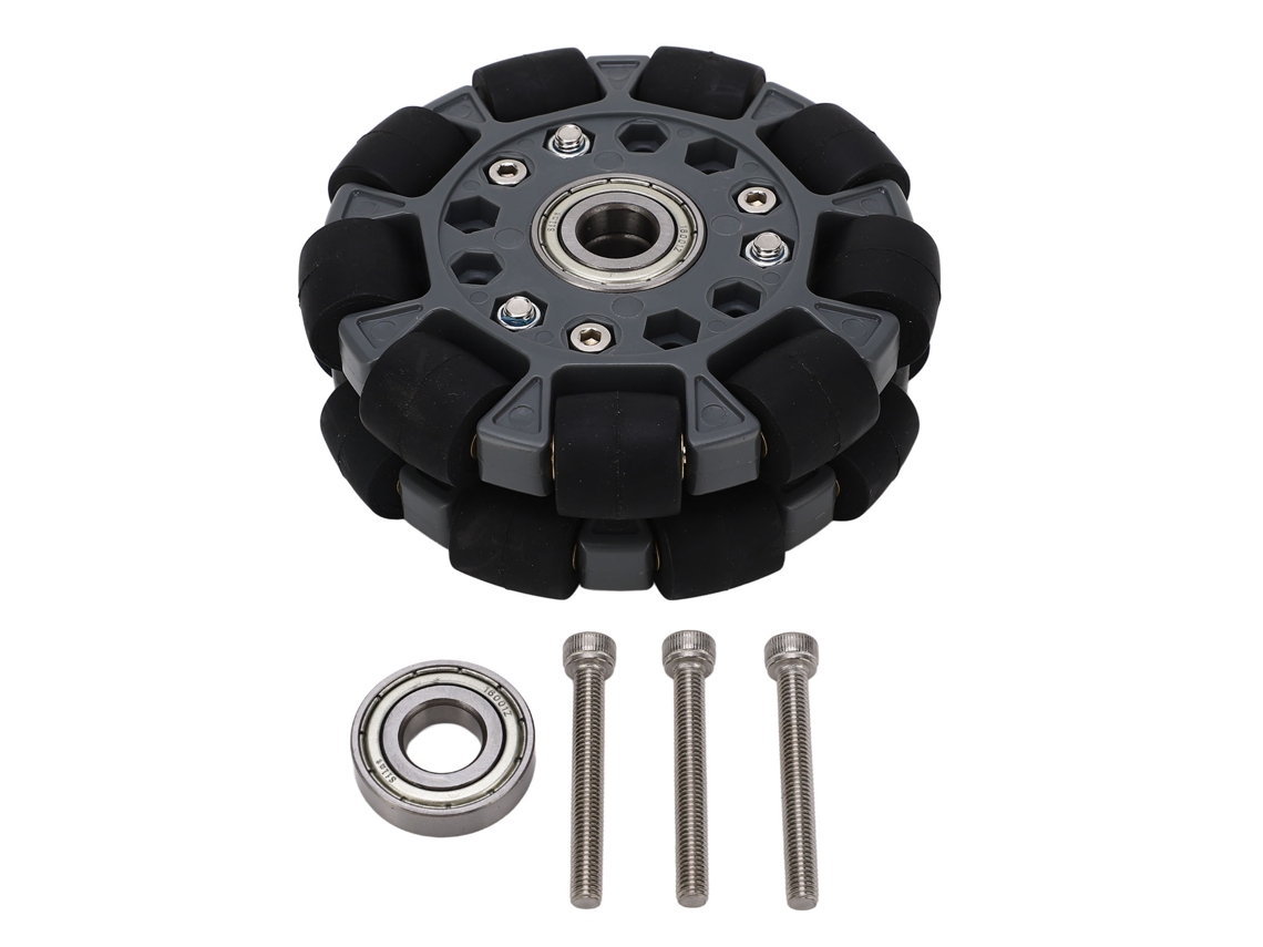 Rueda Omnidireccional De 100 Mm Para Robot Con Rodamiento Central, Repuesto Para Carro De Robot - Gris/negro