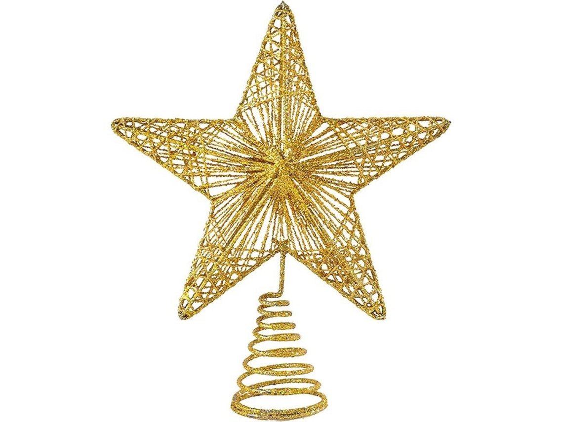 Adorno para la cima del árbol de Navidad con forma de estrella dorada, de acero inoxidable, antioxidante y reutilizable.