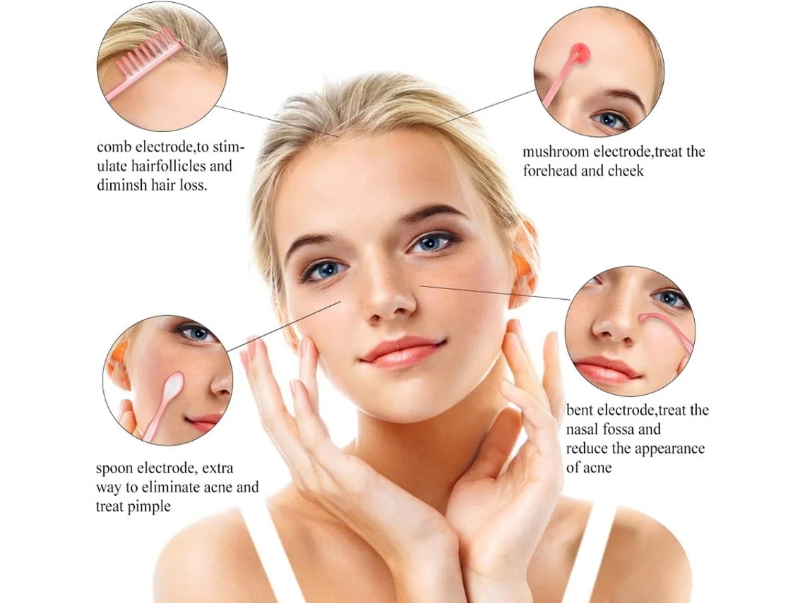 Massageador Facial De Alta Frequência 4 Em 1 Massageador Facial De Frequência Portátil Conjunto De Máquina De Firmeza Para Cuidados Yizhood