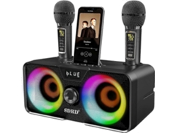 Máquina de karaoke para adultos y niños con 2 micrófonos inalámbricos UHF, altavoz Bluetooth portátil y sistema de megafonía con luces.
