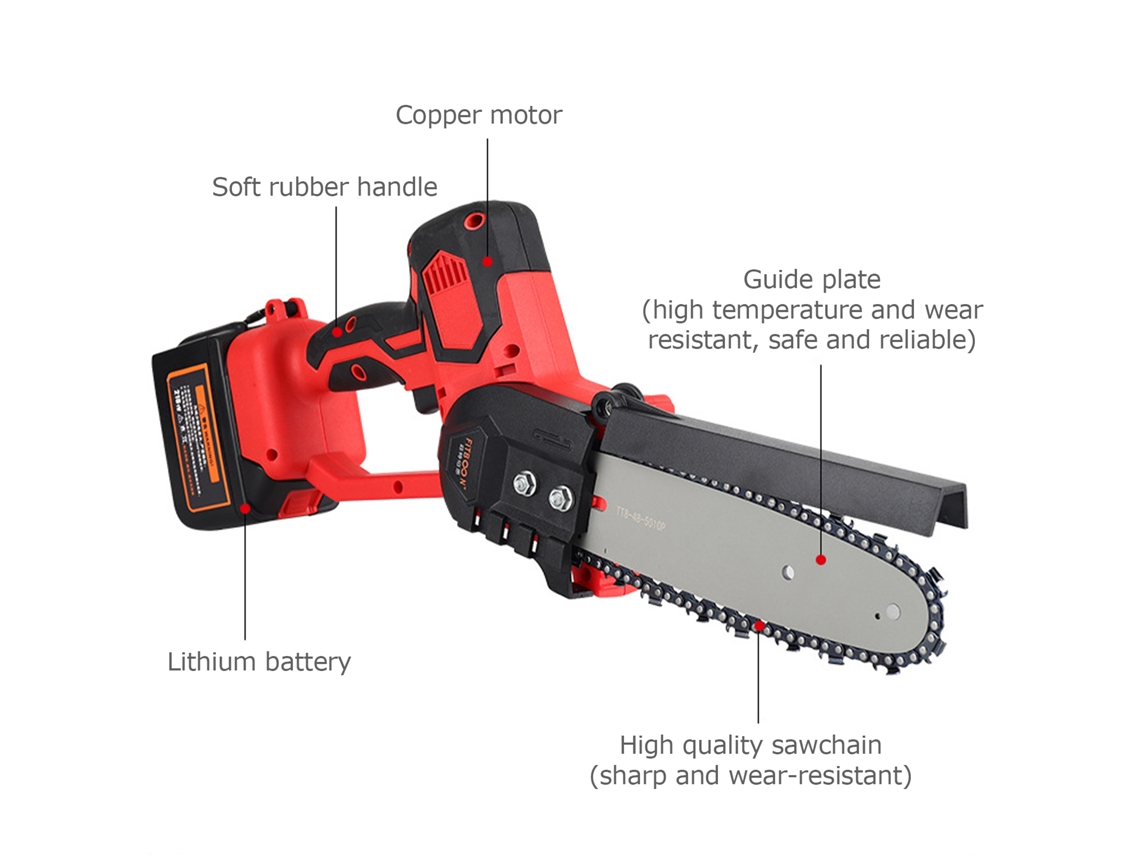 Mini motosierra recargable (para podar ramas y cortar madera)