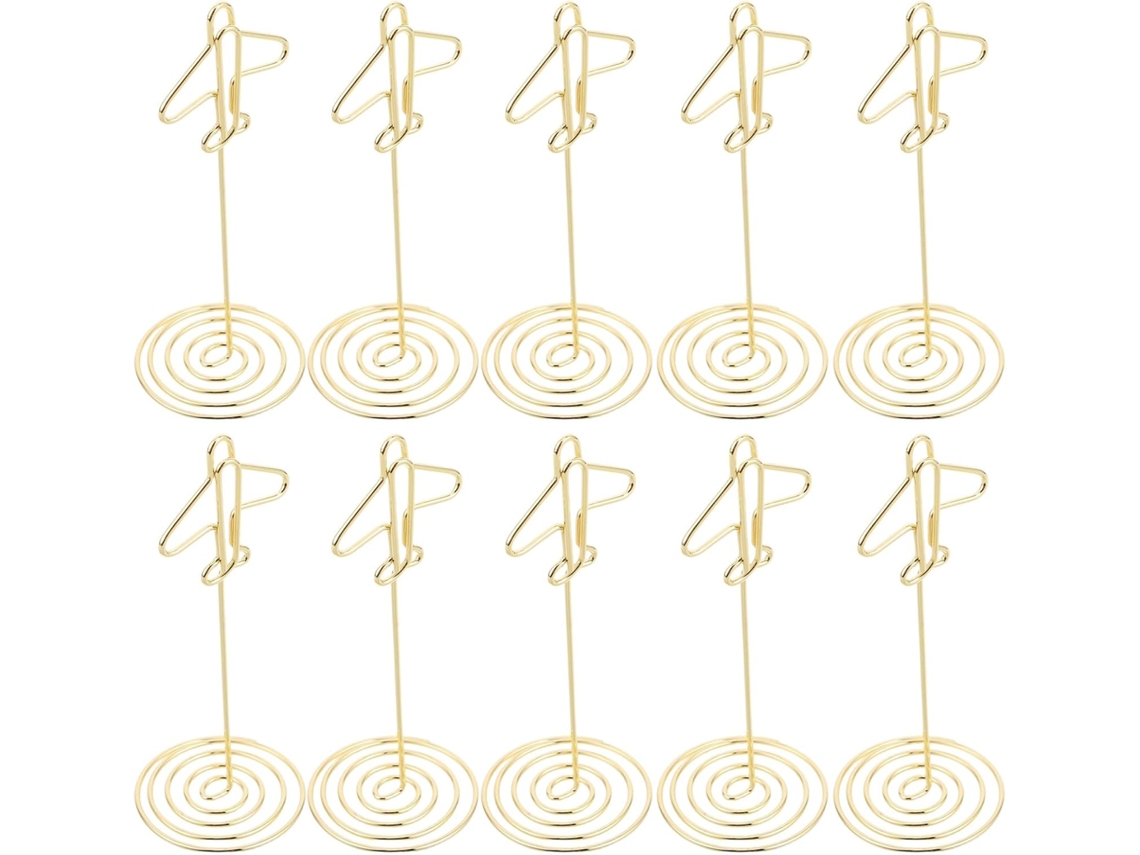 Clips de metal dorado para fotos y mesas, diseño exclusivo de avión, duraderos, juego de 10, decoración para bodas, GOKOCO
