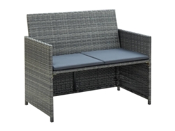 Sofá de jardín de 2 plazas con cojines, mimbre gris, Dkd Home Decor