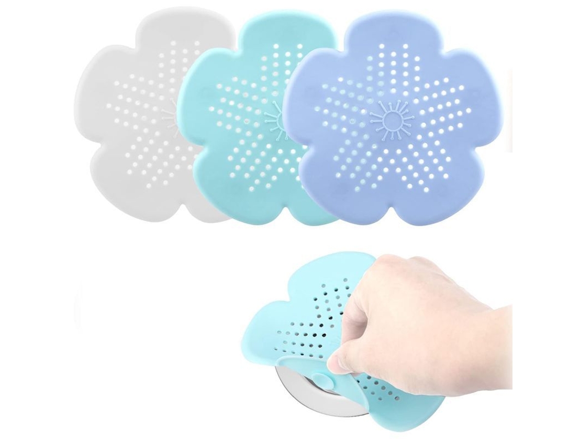 2026-3 Pack Tapa De Desagüe De Ducha, Tapa De Silicona Con 5 Ventosas, Anti-deslizante Para Baño, Bañera, Cocina (blanco, Azul, Verde)