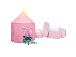 Tienda de juegos infantil con 250 pelotas, 301x120x128 cm, rosa