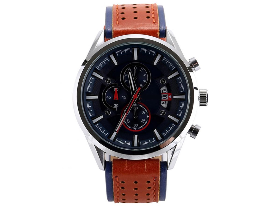 Reloj Hombre Curren Calendario Cuero Pu Resistente Al Agua Reloj De Cuarzo