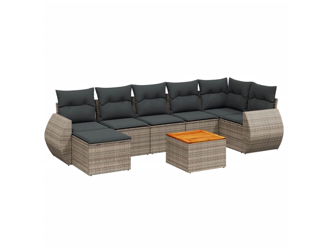Maison Exclusive - Set De Sofás De Jardín 8 Pzas Y Cojines Ratán Sintético Gris