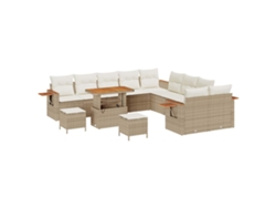 Maison Exclusive - Juego de sofás de jardín de mimbre beige y crema de 17 piezas