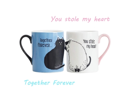 Taza XGF 2 unids lujo beso gato tazas pareja cerámica tazas casadas parejas aniversario mañana taza leche café café desayuno día de San Valentín | ...