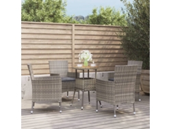 Conjunto de bistró de jardín de 5 piezas DKD Home Decor con cojines de mimbre gris