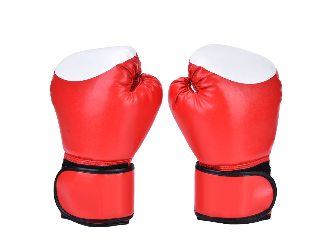 1 par de guantes de boxeo de cuero sintético para entrenamiento de sparring y saco de boxeo, color rojo