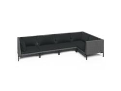 vidaXL Set muebles jardín 5 pzas y cojines ratán sintético gris oscuro