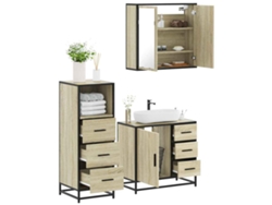 Juego de muebles de baño de 3 piezas Derivatives Oak Wood Sonoma Wsd24547 Lovely Home