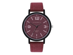 Elegante Reloj De Pulsera Unisex De Cuarzo Con Correa De Piel Sintética Morada.