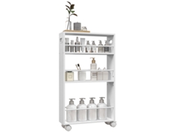 Carro Utilitario Con 3 Estantes, Barandillas Laterales Y Asas, Blanco, 45x15x80