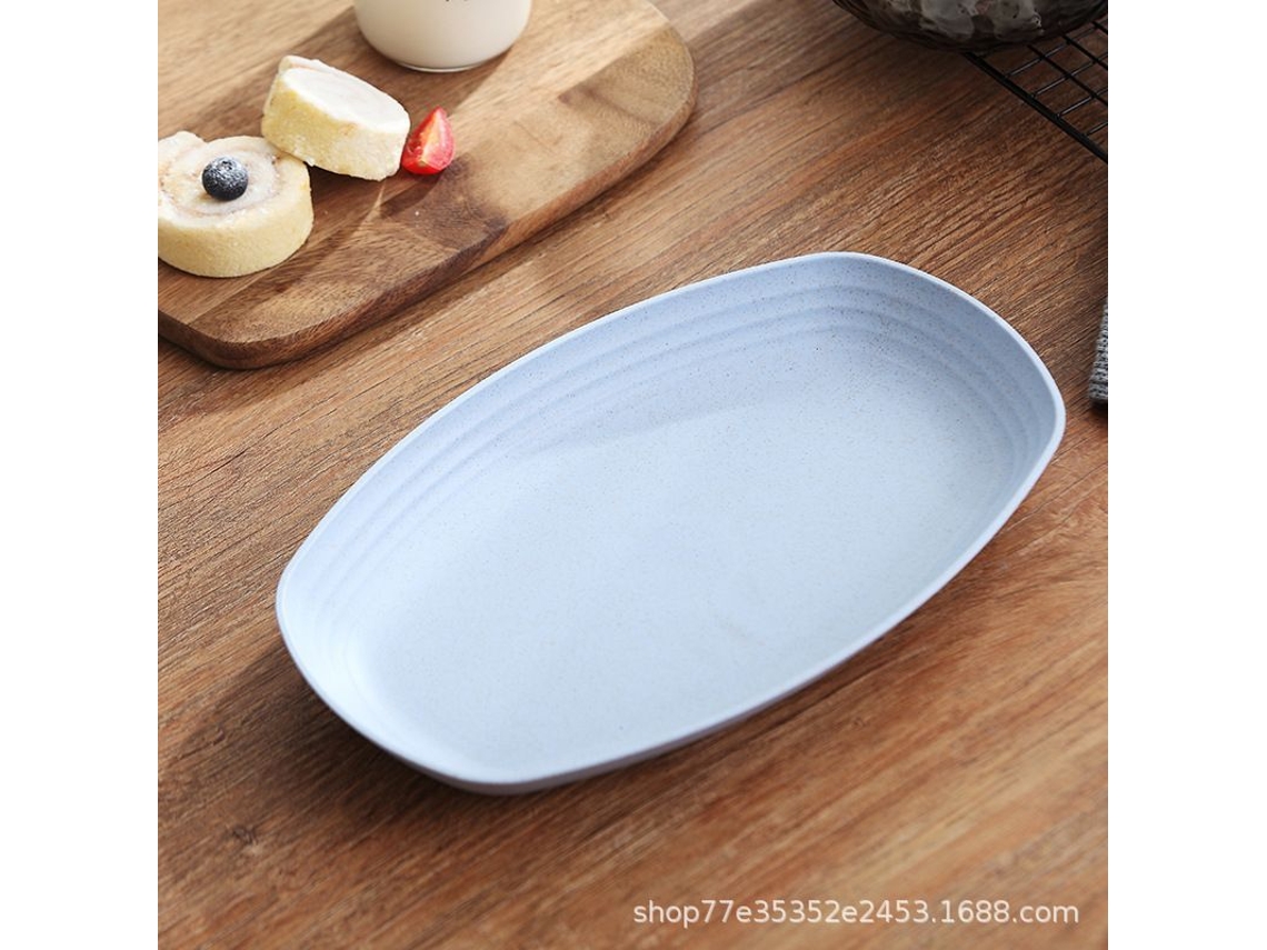 2026da-plato De Trigo Biodegradable 11" Seguro Microondas Lavavajillas Ecológico Resistente Liviano Azul