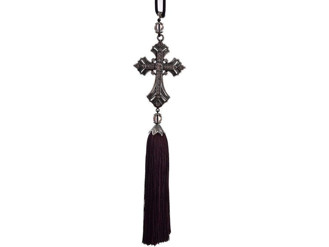 2026-adorno De Cruz Cristiana Con Diamantes Para Espejo Retrovisor De Coche Plata