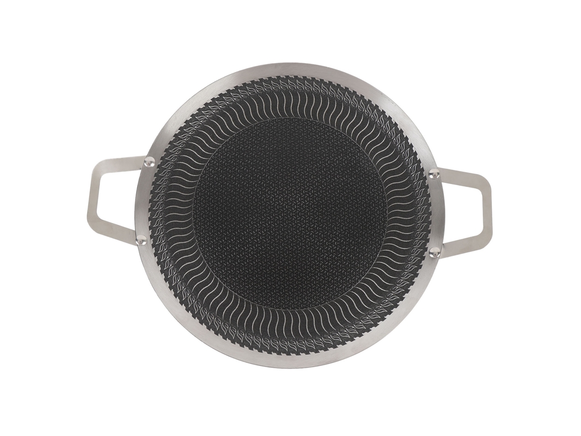 Sartén antiadherente para barbacoa con dos asas, 34 cm.