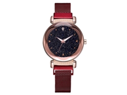 Reloj De Pulsera De Cuarzo De Estilo Sencillo Y Moderno Con Cierre Magnético - Rojo