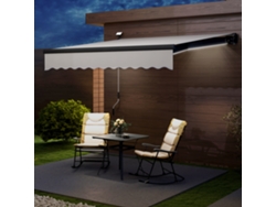 Toldo Retrátil Manual Com Luzes Solares De Led, Inclinação Ajustável De 45° A 90° E Proteção Upf50+, Para Uso Externo, 3x2,5 M, Cor Creme.