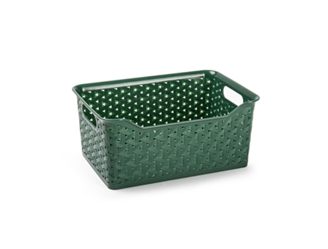 PLASTIC FORTE Cesta Pedido Rectangular Nature 6L Ideal Navidad. Verde