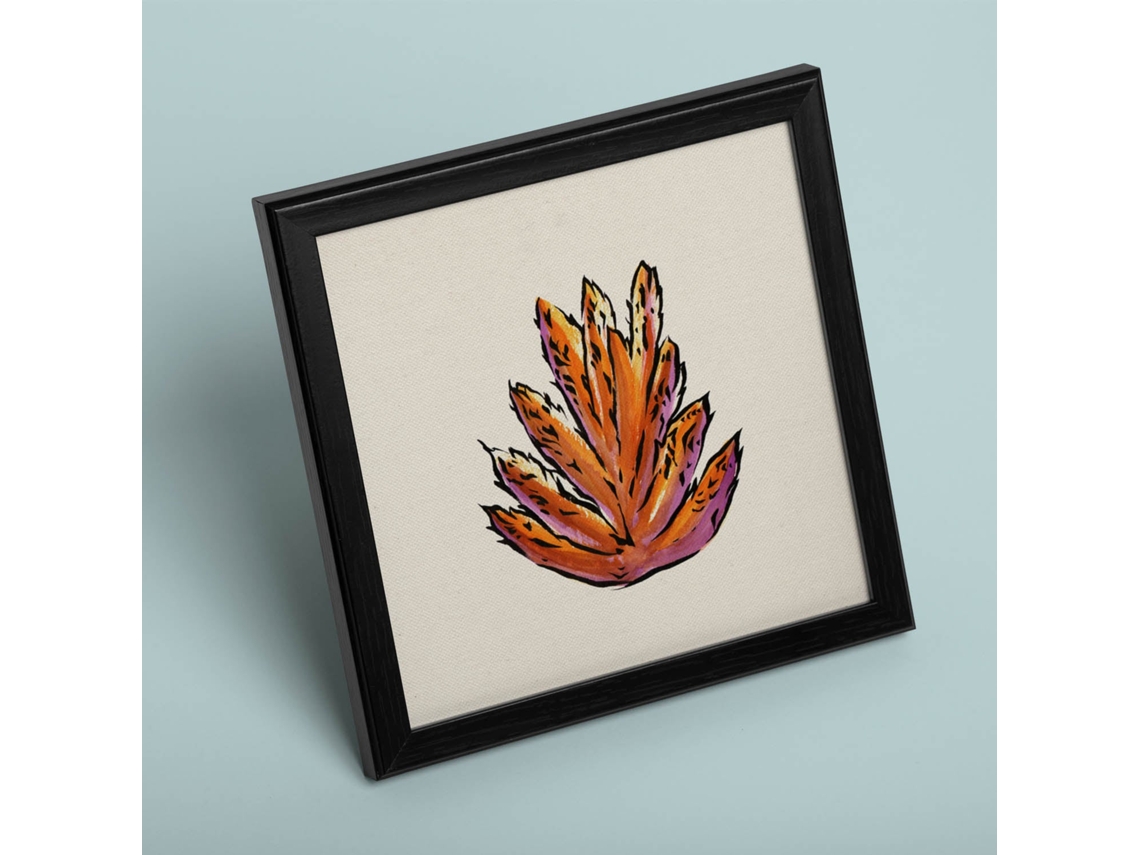 Póster NACNIC de Flores y Naturaleza. Cuadrada Sueños en Naranja, Ilustrada con Dibujos A Color.