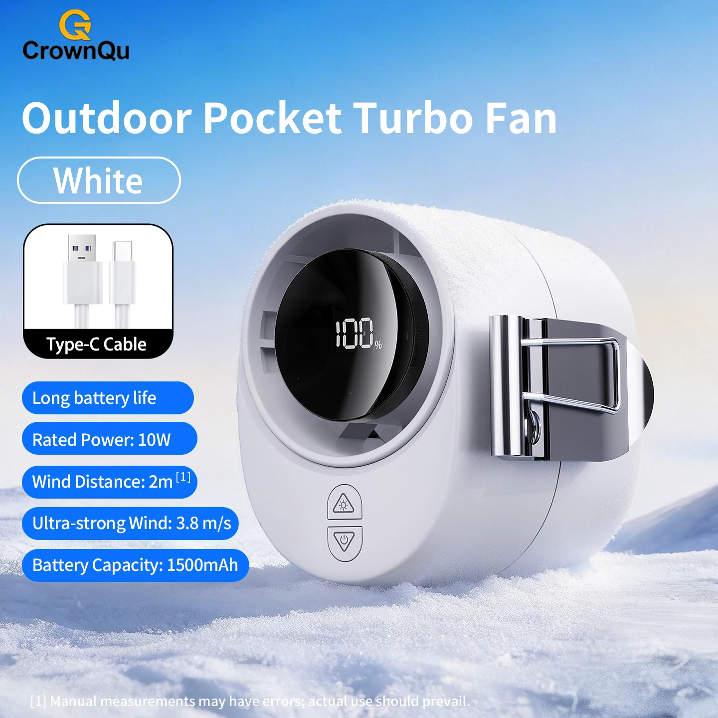 Ventilador Portátil De Cintura (blanco) De 1500 Mah, 6 Velocidades De Viento, Ideal Para Trabajar Al Aire Libre Y Para Viajar.