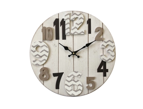 REBECCA MOBILI Reloj de pared Datura Beige 40X40X5 Cm