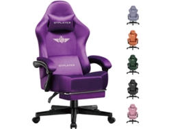 Silla gaming con reposapiés para adultos, tela de terciopelo, color morado GT Player