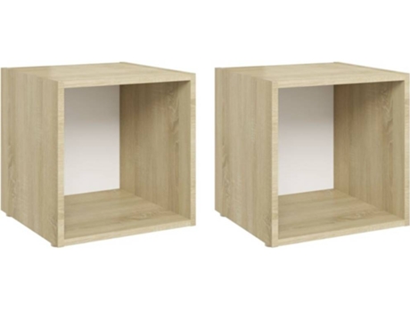 Conjunto 2 Mueble para la televisión VIDAXL Blanco Madera contrachapada (37x35x37 cm)