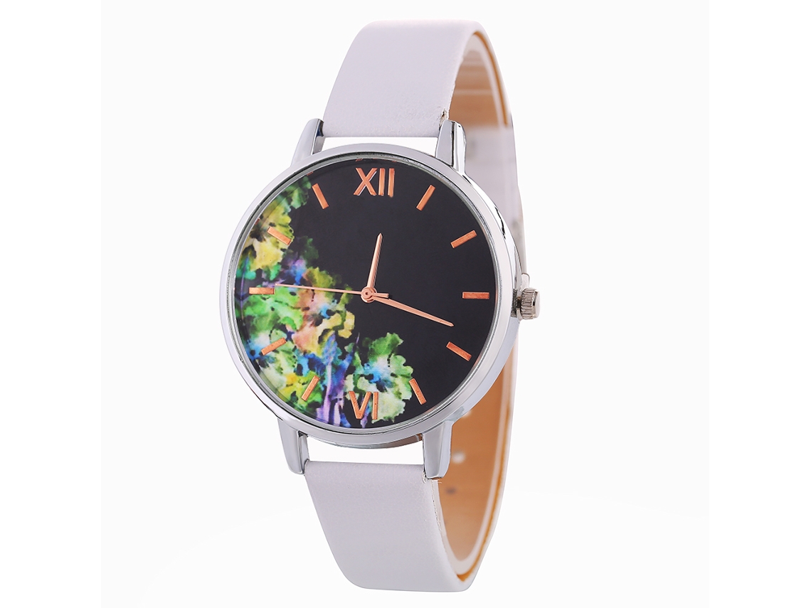 Reloj De Pulsera De Moda Para Mujer Con Correa De Cuero Y Movimiento De Cuarzo Blanco.