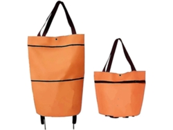 Carrito de compras plegable 2 en 1 con ruedas, retráctil, dos etapas, 1 unidad, naranja GOKOCO