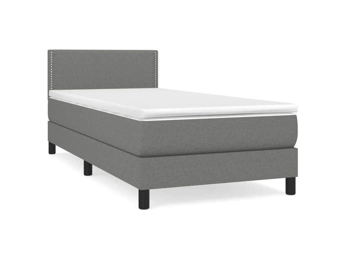 Maison Exclusive - Cama Box Spring Con Colchón Tela Gris Oscuro 90x190 Cm