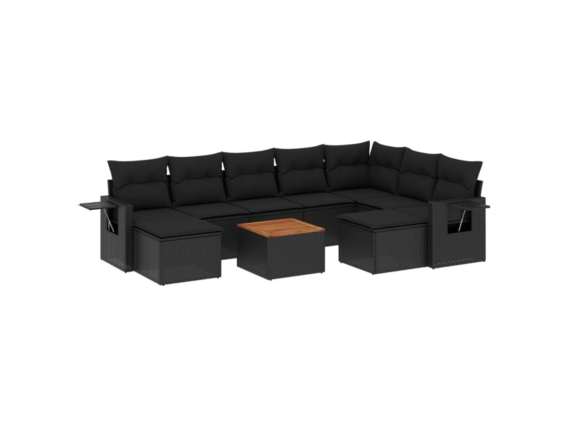 Maison Exclusive - Set De Sofás De Jardín 10 Pzas Cojines Ratán Sintético Negro