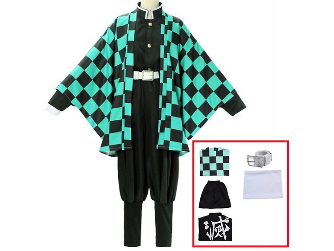 Traje De Cosplay: Kamado Tanjirou, Demon Slayer, Kimono, Peluca, Brinco Roupa, Halloween, Anime, Kimetsu No Yaiba
