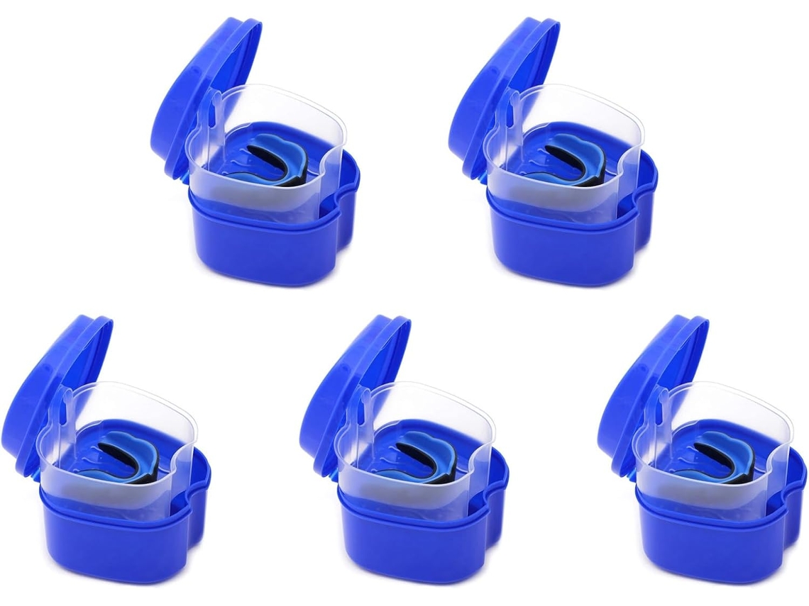 Estuche Azul Oscuro Para Prótesis Dentales (5 Unidades), Cortador De Prótesis Con Colador, Caja De Almacenamiento Para Prótesis Dentales.