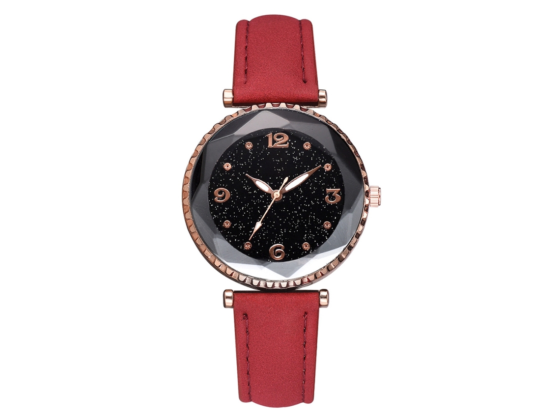 Reloj De Pulsera Delgado E Informal Para Mujer Con Correa De Pu, Cuarzo Rojo, Estilo Sencillo.